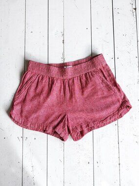 Maurices Red Linen Rayon Pull On Shorts Elastic Waist Coastal Summer Size M